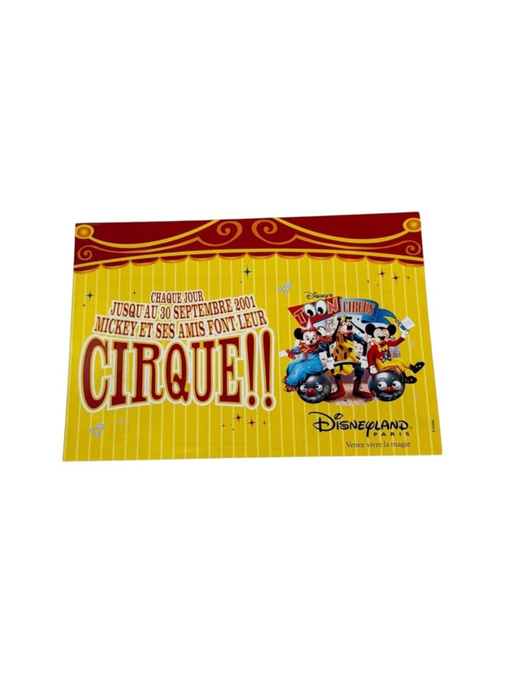 Paris Disneyland  Circus Cirque Flyer Paris France 2001 Mickey and His Friends